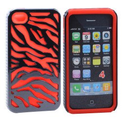 iPhone 4 4S Zebra Hybrid Case (Black-Red) iPhone 4 4S Zebra Hybrid Case (Black-Red)